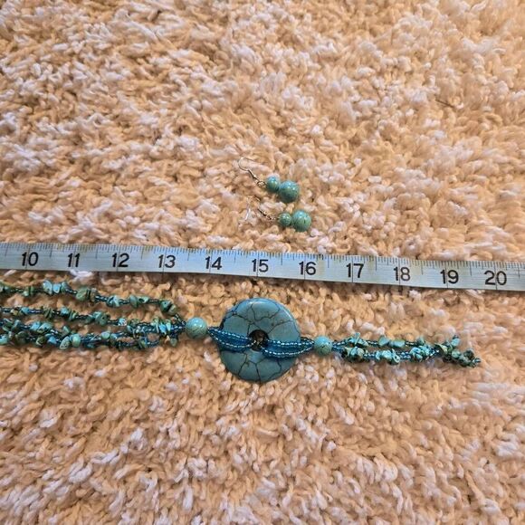 NWOT Turquoise Necklace + Earrings - Picture 5 of 6